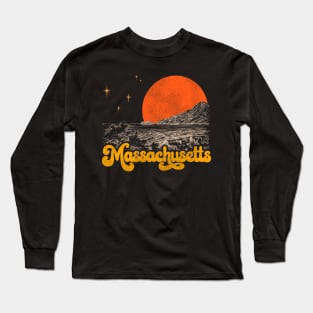 Vintage State of Massachusetts Mid Century Distressed Aesthetic Long Sleeve T-Shirt